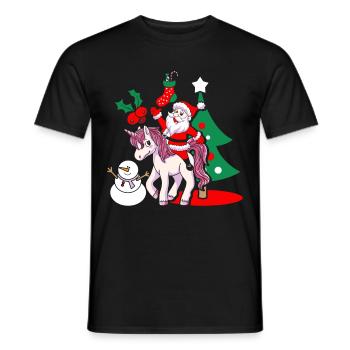 Santa Unicorn Santa Claus Christmas gift - Men's T-Shirt - black - Front - AI Model Male 178 light (178cm)