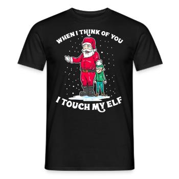 Santa I Touch My Elf Weihnachten Humor Geschenk - Männer T-Shirt - Schwarz - Vorne - AI Model Male 178 light (178cm)