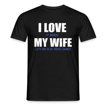 I LOVE IT WHEN MY WIFE LETS ME PLAY GAMES - Men's T-Shirt - black - Front - AI Model Male 178 light (178cm)