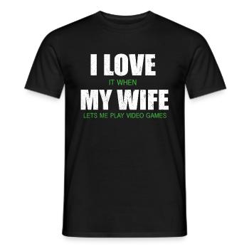 I LOVE IT WHEN MY WIFE LETS ME PLAY GAMES - Men's T-Shirt - black - Front - AI Model Male 178 light (178cm)