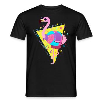 80s Style Flamingo With Sunglasses - Men's T-Shirt - black - Front - AI Model Male 178 light (178cm)