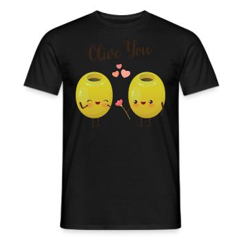 Olive You - Olive Valentinstag Liebe Rose Herz - Männer T-Shirt - Schwarz - Vorne - AI Model Male 178 light (178cm)