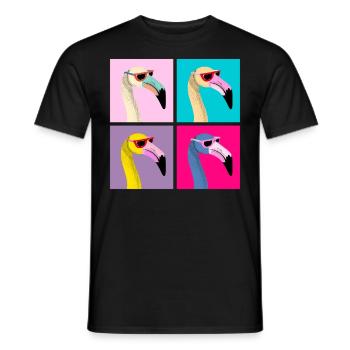 Pop Art Flamingo With Sunglasses - T-shirt homme - noir - Devant - AI Model Male 178 light (178cm)
