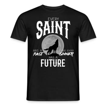 Holy sinner wolf saying gift past - Men's T-Shirt - black - Front - AI Model Male 178 light (178cm)