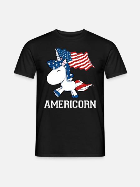 America USA unicorn unicorns horse gift - Men's T-Shirt - black