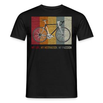 Vélo cycliste vélo vélo roue cadeau - T-shirt homme - noir - Devant - AI Model Male 178 light (178cm)