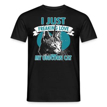 Einhorn Katze Einhörner Unicorn Cat Geschenk - Männer T-Shirt - Schwarz - Vorne - AI Model Male 178 light (178cm)
