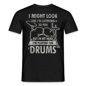 Drummer drummer musician music gift - Men's T-Shirt - black - Front - AI Model Male 178 light (178cm)