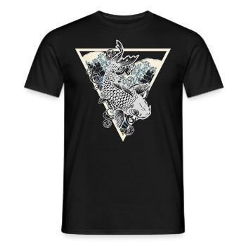 Koi Fish Triangle Japan Water Wave Gift - Men's T-Shirt - black - Front - AI Model Male 178 light (178cm)