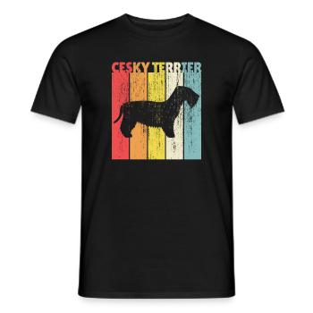 Cesky Terrier Dog Owner Retro Vintage Dog Gift - Men's T-Shirt - black - Front - AI Model Male 178 light (178cm)
