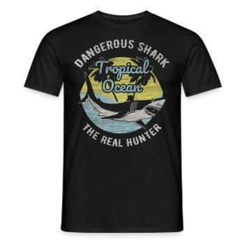 Requin marine poisson mer océan nature cadeau - T-shirt homme - noir - Devant - AI Model Male 178 light (178cm)