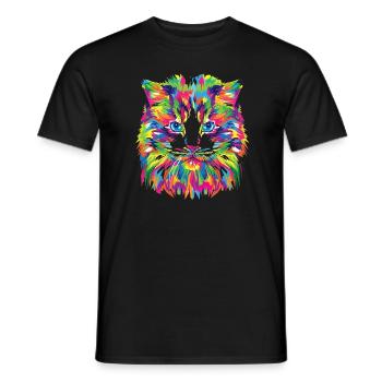 Regenbogen-Katze - Männer T-Shirt - Schwarz - Vorne - AI Model Male 178 light (178cm)