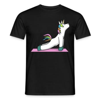 Einhorn Yoga Geschenk Training Fitness Gym Sport - Männer T-Shirt - Schwarz - Vorne - AI Model Male 178 light (178cm)