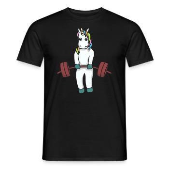 Unicorn weight fitness gift dumbbell weight training - Men's T-Shirt - black - Front - AI Model Male 178 light (178cm)