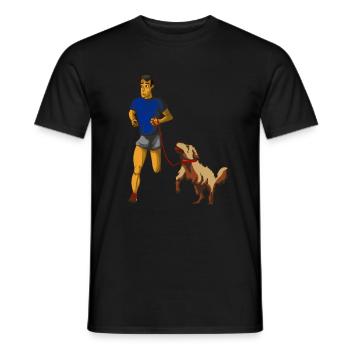 Running with dog - Men's T-Shirt - black - Front - AI Model Male 178 light (178cm)