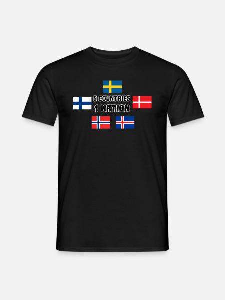 5 Länder 1 Nation Skandinavien Flaggen Geschenk - Mænd T-shirt - sort