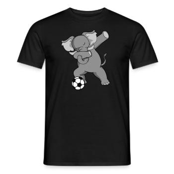 Elephant playing soccer - Men's T-Shirt - black - Front - AI Model Male 178 light (178cm)