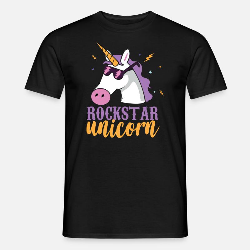 Einhorn Regenbogen Rocker - Männer T-Shirt - Schwarz
