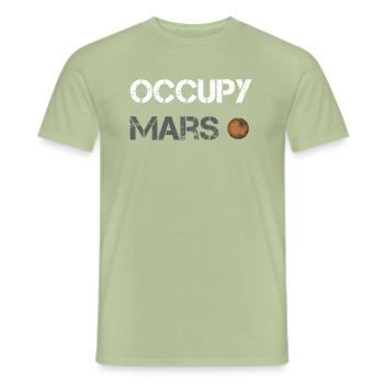 Occupy Mars Joe Rogan SpaceX Tesla - Men's T-Shirt - sage - Front - AI Model Male 178 light (178cm)