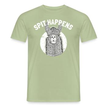 Cool Llama disant Alpaga Joke Animal drôle de zoo - T-shirt homme - vert sauge - Devant - AI Model Male 178 light (178cm)