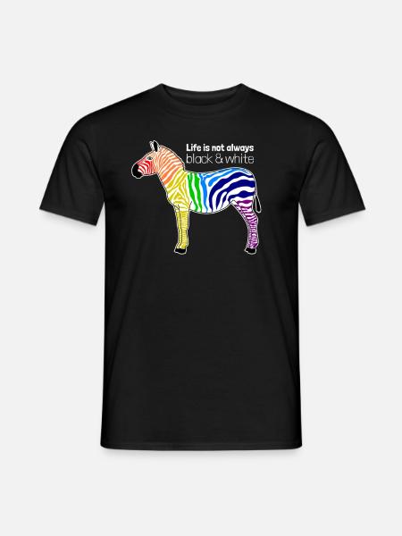 Buntes Zebra Regenbogen Positiver Spruch Geschenk - Männer T-Shirt - Schwarz