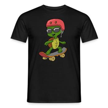 Tortoise Cool avec des lunettes de soleil sur le skateboard - T-shirt homme - noir - Devant - AI Model Male 178 light (178cm)