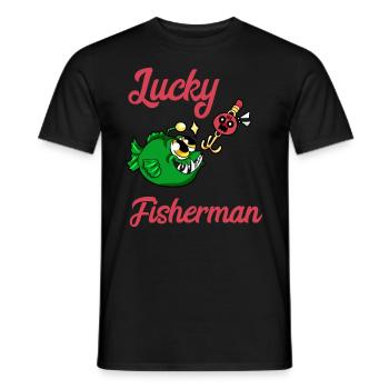 Gluecklicher Angler Angeln Fisch Fischen Geschenk - Männer T-Shirt - Schwarz - Vorne - AI Model Male 178 light (178cm)