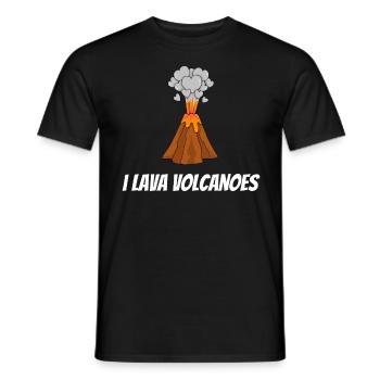 I love volcanoes volcano love heart lava eruption - Men's T-Shirt - black - Front - AI Model Male 178 light (178cm)