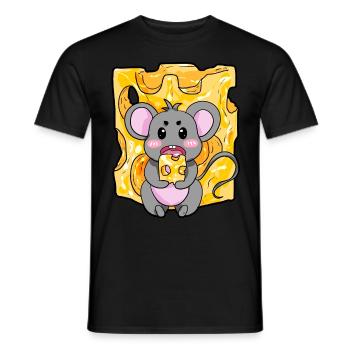 Mouse Cheese Cartoon Gift Mouse - Men's T-Shirt - black - Front - AI Model Male 178 light (178cm)