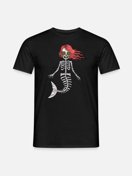 Cadeau effrayant halloween squelette sirène - T-shirt homme - noir