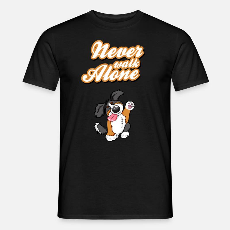 Never Walk Alone Bernese Mountain Dog Gift - Men’s T-shirt - black