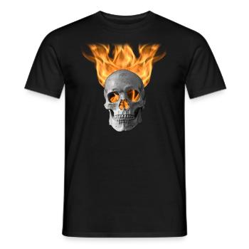 tête de mort feu - T-shirt homme - noir - Devant - AI Model Male 178 light (178cm)