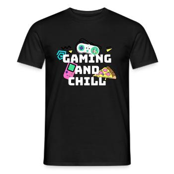 gaming and chill - Men's T-Shirt - black - Front - AI Model Male 178 light (178cm)