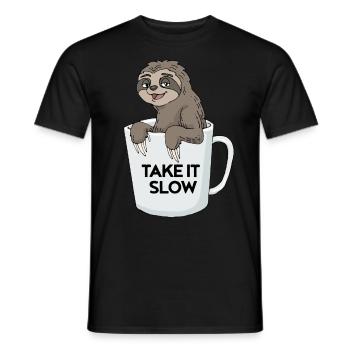 Coffee sloth in cup of caffeine coffee gift - Men's T-Shirt - black - Front - AI Model Male 178 light (178cm)