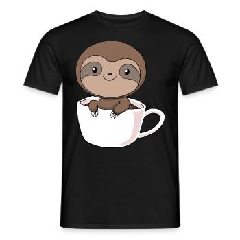 Coffee sloth in cup of caffeine coffee gift - Men's T-Shirt - black - Front - AI Model Male 178 light (178cm)