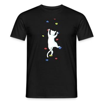Climbing cat bouldering climber gift - Men's T-Shirt - black - Front - AI Model Male 178 light (178cm)