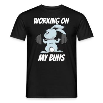 Bunny Training travaille sur mon entraînement de mégots - T-shirt homme - noir - Devant - AI Model Male 178 light (178cm)