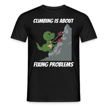 Dinosaure grimpant d'escalade en bloc de T-Rex - T-shirt homme - noir - Devant - AI Model Male 178 light (178cm)