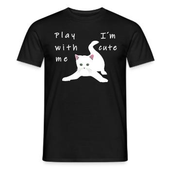 Cat playing cute kitten Kitty meow kitten - Men's T-Shirt - black - Front - AI Model Male 178 light (178cm)
