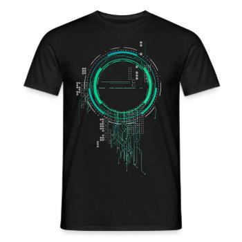 CPU PC PCB Spaceship Code Nerd PC Pixel Coder - T-shirt homme - noir - Devant - AI Model Male 178 light (178cm)