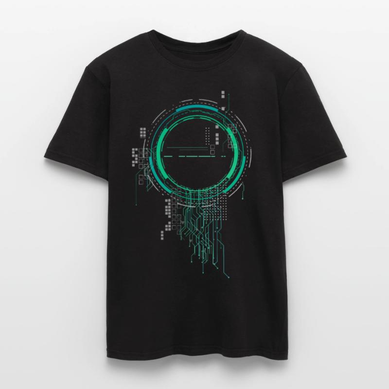 CPU PC PCB Spaceship Code Nerd PC Pixel Coder T-shirt homme
