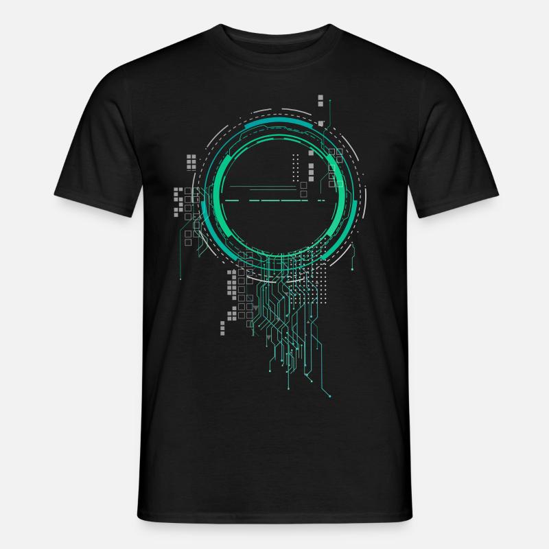 CPU PC PCB Spaceship Code Nerd PC Pixel Coder - T-shirt homme - noir