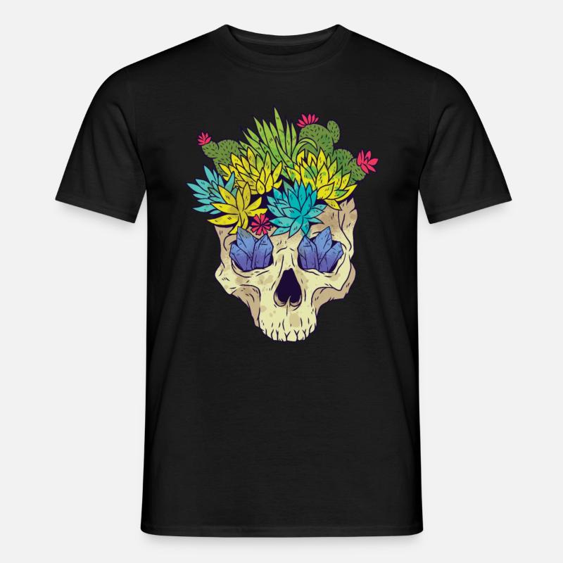 Crystal Cactus Skull - Männer T-Shirt - Schwarz