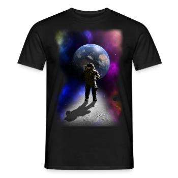Astronaut auf dem Mond psychodelisch goa Geschenk - Männer T-Shirt - Schwarz - Vorne - AI Model Male 178 light (178cm)