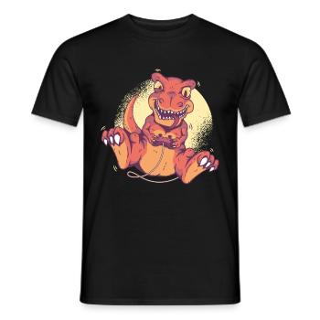 Gamer Dino. - Männer T-Shirt - Schwarz - Vorne - AI Model Male 178 light (178cm)