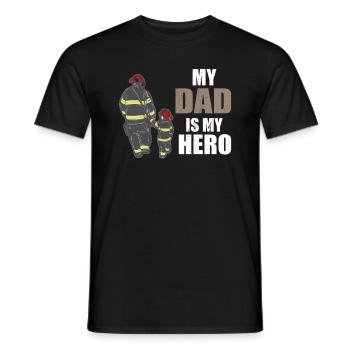 MON PAPA EST MON HERO FIREMAN PAPA HERO - T-shirt homme - noir - Devant - AI Model Male 178 light (178cm)