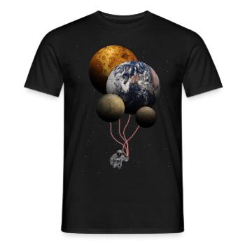 Space Balloons Astronaut Planeten Ballons Geschenk - Männer T-Shirt - Schwarz - Vorne - AI Model Male 178 light (178cm)