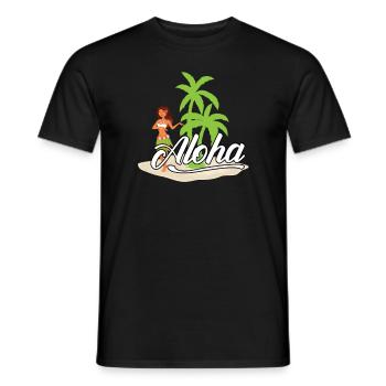 ALOHA HULA GIRL TROPICAL ISLAND - Männer T-Shirt - Schwarz - Vorne - AI Model Male 178 light (178cm)