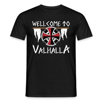 WELLCOME TO VALHALLA WILLKOMMEN IN WALHALLA VIKING - Männer T-Shirt - Schwarz - Vorne - AI Model Male 178 light (178cm)