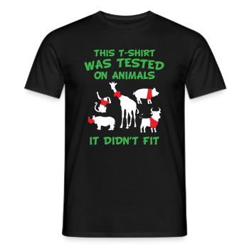This T-Shirt was tested on animals - it didn´t fit - Männer T-Shirt - Schwarz - Vorne - AI Model Male 178 light (178cm)